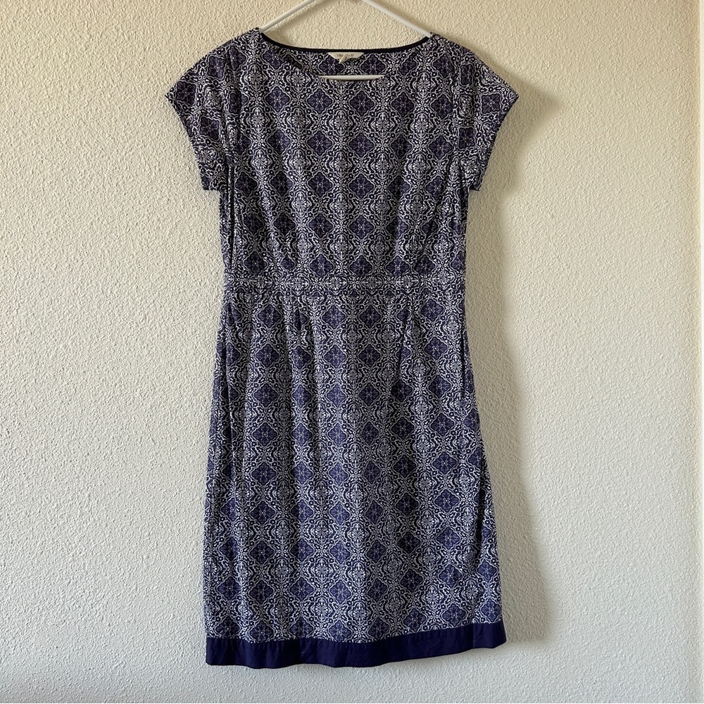White Stuff Midi Dress UK 10 US 8 Purple White Geometric Print Party Church